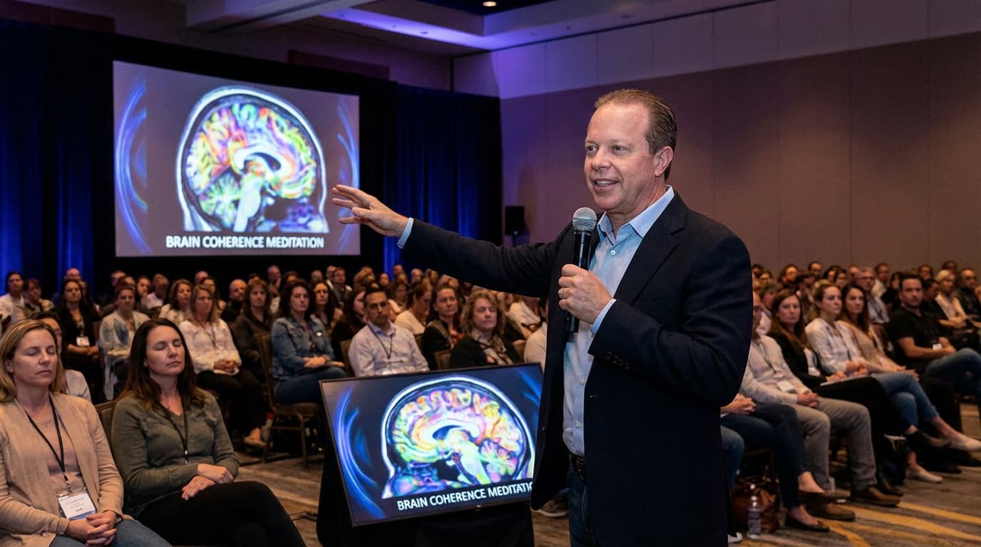 Dr. Joe Dispenza teaching meditation with brain scan visualization